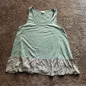 Umgee Tank Top Floral Hem Blue L